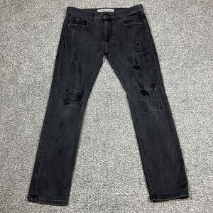 Express‎ Jeans Mens 32x32 Black Rocco Slim Straight Dark Wash Stretch Denim
